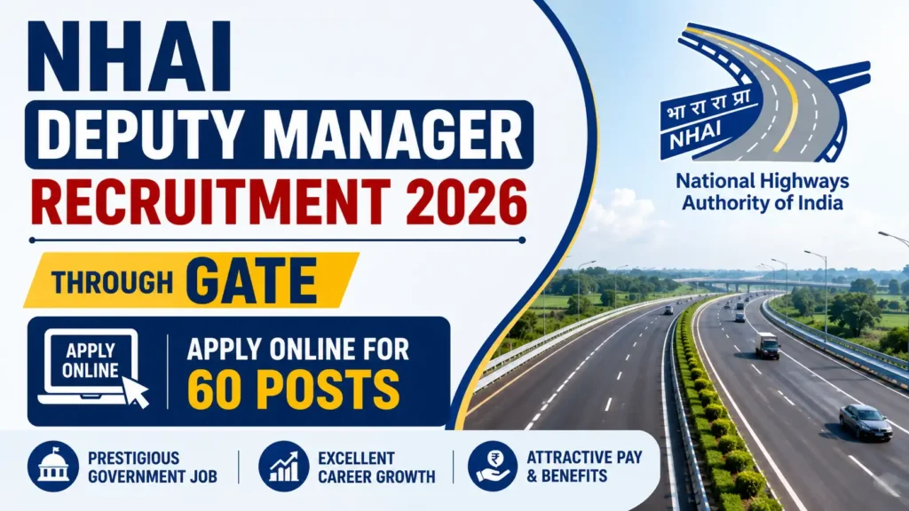 NHAI Deputy Manager Recruitment 2026 through GATE – Apply Online for 60 Posts